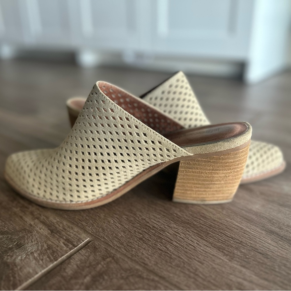 Jeffrey Campbell Beige Perforated Mules